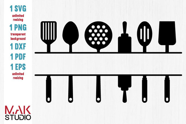 Kitchen monogram svg, Kitchen monogram svg file, Kitchen split frame svg, Kitchen split monogram svg, Kitchen cut file SVG MAKStudion 