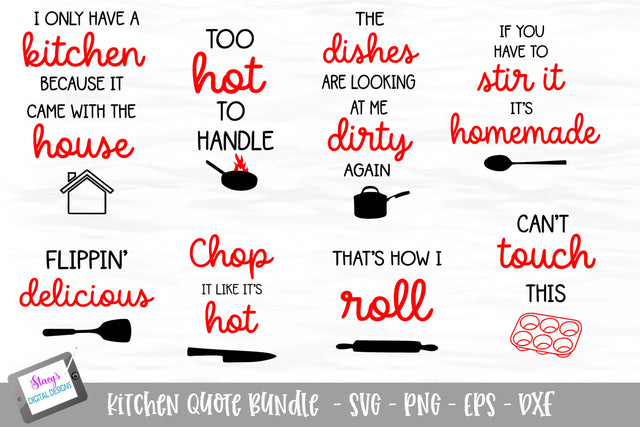 Kitchen Quote Bundle - 8 Kitchen SVG Designs SVG Stacy's Digital Designs 