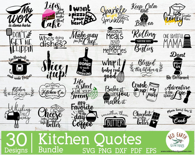 Kitchen Quotes bundle SVG,kitchen towel decal, apron decal SVG SVG Redearth and gumtrees 