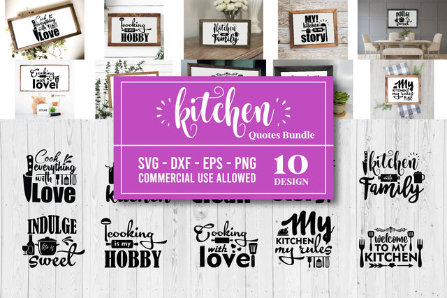 Kitchen Quotes SVG Bundle | Cooking Quotes SVG SVG balya ibnu bi malkan 