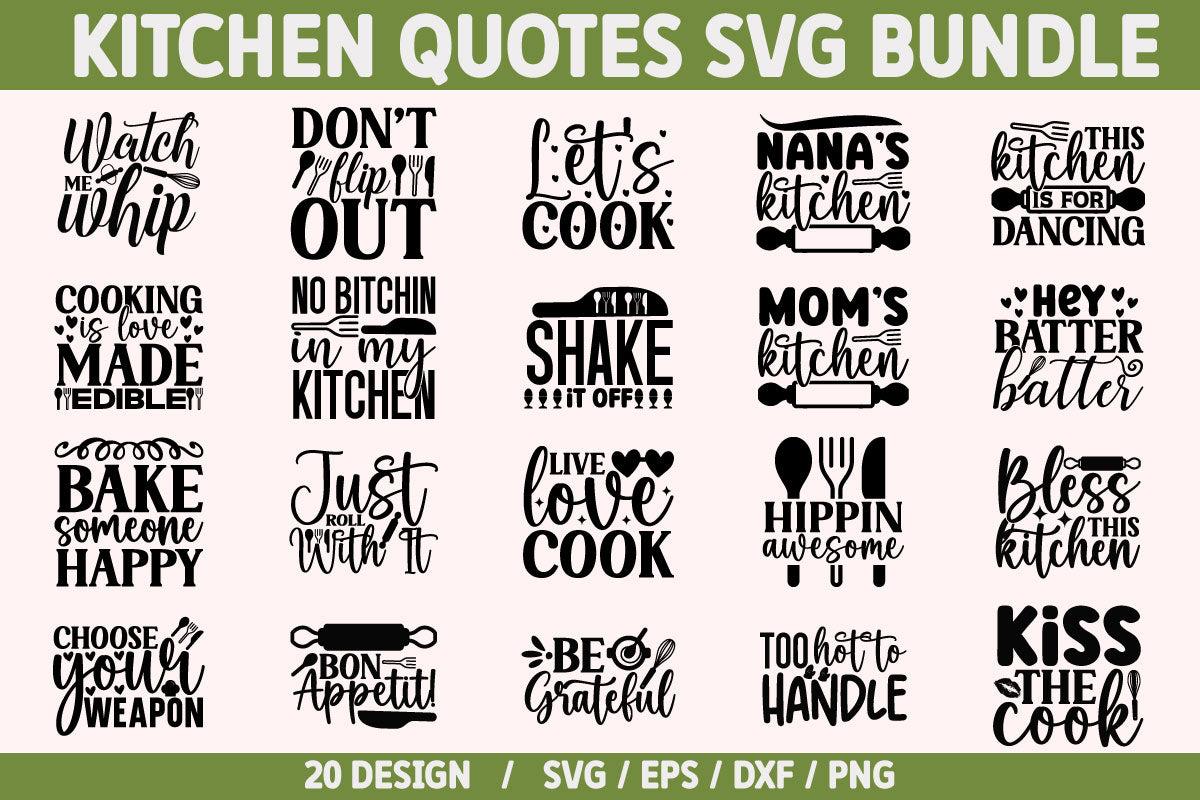 Kitchen Quotes SVG Bundle, Kitchen SVG - So Fontsy