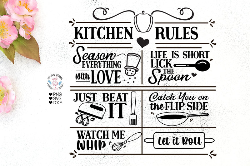 Kitchen Rules Funny Cut File and Sublimation SVG Graphic House Design 