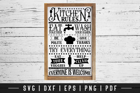 Kitchen Rules SVG - Vintage Kitchen Sign SVG SVG CraftLabSVG 