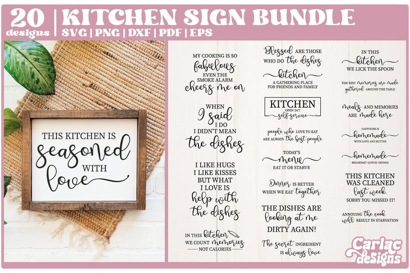 Kitchen Sign SVG Bundle | Farmhouse Sign SVG Bundle SVG Carla C Designs 