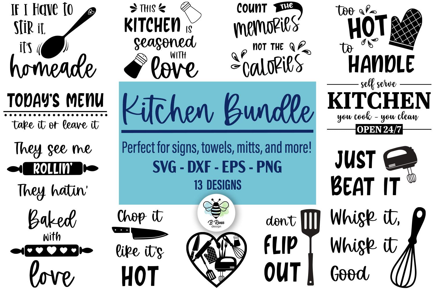 Funny Kitchen SVG Bundle SVG Cut File SVGs,Quotes and Sayings,Food &  Drink,On Sale, Print & Cut - So Fontsy