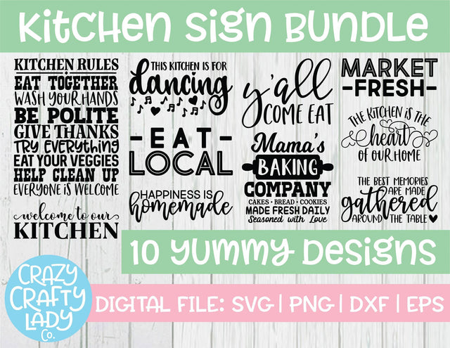 Kitchen Sign SVG Cut File Bundle SVG Crazy Crafty Lady Co. 