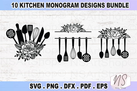 Kitchen Signs SVG Bundle, Kitchen Monogram SVG Bundle, Flourish Kitchen SVG, Cooking Monogram SVG, Kitchen Cut FileKitchen SVG, Kitchen Towel SVG, Pot holder SVG SVG NS Arts Shop 