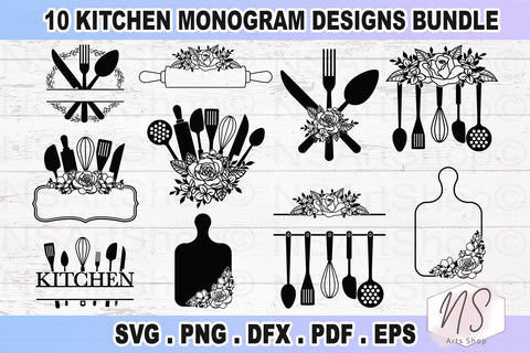 Kitchen Signs SVG Bundle, Kitchen Monogram SVG Bundle, Flourish Kitchen SVG, Cooking Monogram SVG, Kitchen Cut FileKitchen SVG, Kitchen Towel SVG, Pot holder SVG SVG NS Arts Shop 