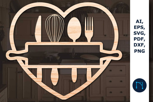 Kitchen Split Frame Svg, Kitchen Heart Monogram Svg, SVG MD JOYNAL ABDIN 