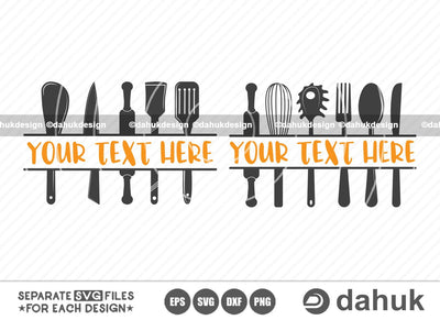 Kitchen Split Monogram SVG, Kitchen Monogram vector, Kitchen Custom Monogram, Customizable Kitchen Monogram, Cut file for silhouette, svg, eps, dxf, png, clipart cricut design space, vinyl cut files SVG dahukdesign 