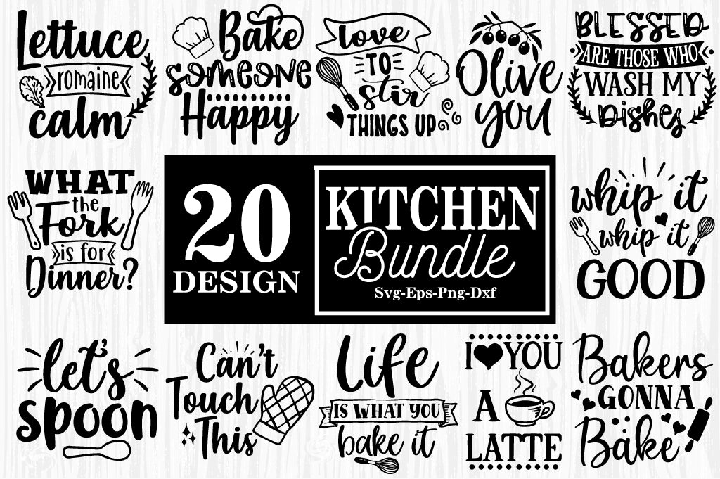 Kitchen Quotes SVG Bundle, Kitchen SVG - So Fontsy