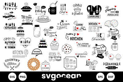 Kitchen SVG Bundle | Clipart | Silhouette | Cut Files SVG SvgOcean 
