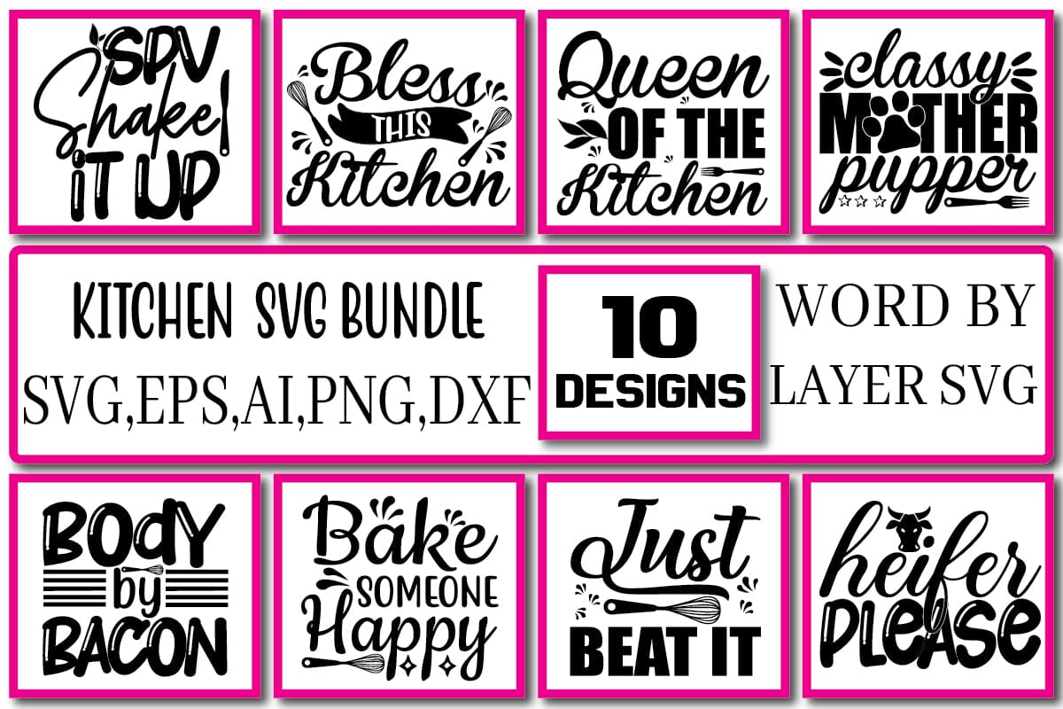 Funny Kitchen SVG Bundle SVG Cut File SVGs,Quotes and Sayings,Food &  Drink,On Sale, Print & Cut - So Fontsy