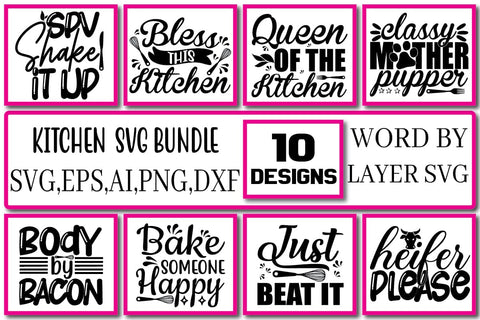 Kitchen Towels Sayings SVG  Funny Kitchen SVG Bundle - So Fontsy