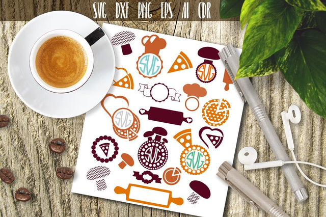 Kitchen SVG Cut Files, Monogram Frames SVG VectorSVGdesign 