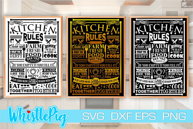 Kitchen SVG Kitchen Sign Svg Kitchen Rules Svg Farmhouse Svg Farmhouse Sign Svg Farmhouse Kitchen Svg Farm Fresh Svg Kitchen Poster Svg Farm SVG Whistlepig Designs 