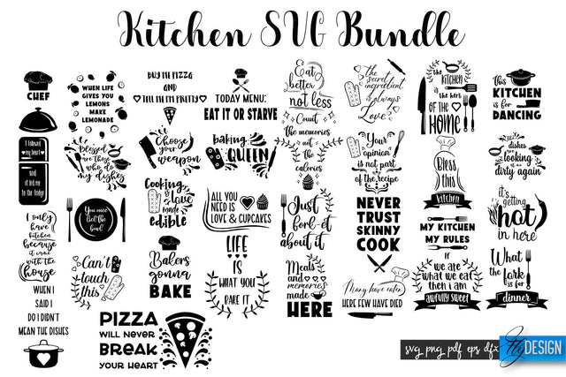 Kitchen svg Quotes. Kitchen Towel Bundle. Cooking Apron SVG SVG Fly Design 