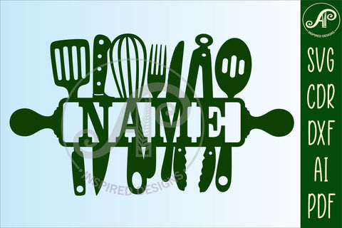 Kitchen theme Name sign svg laser cut template SVG APInspireddesigns 