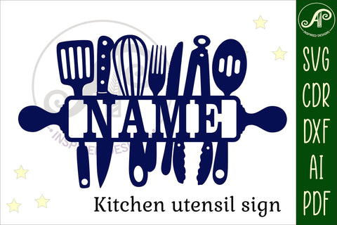 Kitchen theme Name sign svg laser cut template SVG APInspireddesigns 