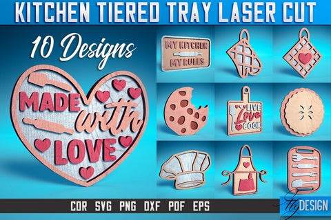 Kitchen Tiered Tray Laser Cut SVG | Tiered Tray Laser Cut SVG Design | CNC Files SVG Fly Design 