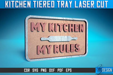 Kitchen Tiered Tray Laser Cut SVG | Tiered Tray Laser Cut SVG Design | CNC Files SVG Fly Design 
