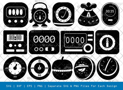 Kitchen Timer Silhouette, Kitchen Timer SVG, Cooking Timer Svg, Timer Svg, Pieces Timers svg, Kitchen Timer Bundle, SB00951 SVG ETC Craft 