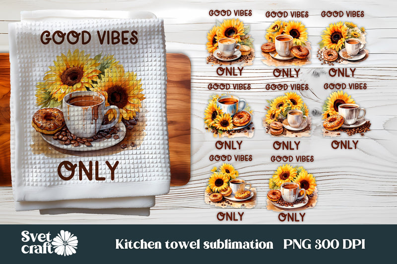 Kitchen towel sublimation bundle I Sunflower dish towel Sublimation Svetana Studio 