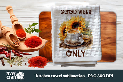 Kitchen towel sublimation I Sunflower dish towel PNG Sublimation Svetana Studio 