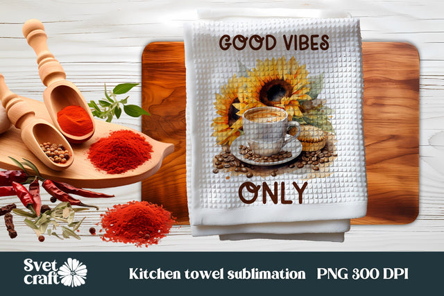 Kitchen towel sublimation I Sunflower dish towel PNG Sublimation Svetana Studio 