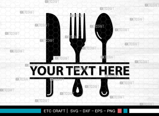 Kitchen Utensil Monogram SVG | Fork Svg | Knife Svg | Utensil Svg | Cutlery Svg | Spoon Clipart SVG ETC Craft 