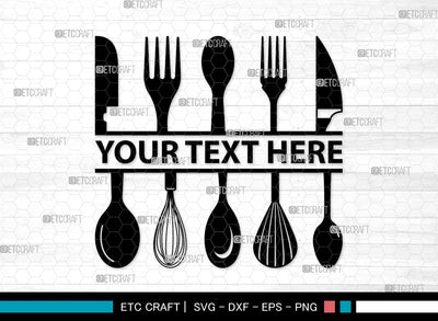 Kitchen Utensil Monogram SVG | Fork Svg | Knife Svg | Utensil Svg | Cutlery Svg | Spoon Clipart SVG ETC Craft 