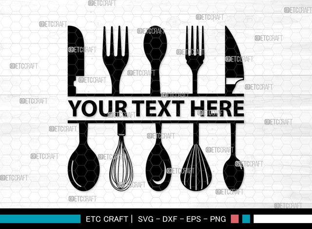 Kitchen Utensil Monogram SVG | Fork Svg | Knife Svg | Utensil Svg | Cutlery Svg | Spoon Clipart SVG ETC Craft 