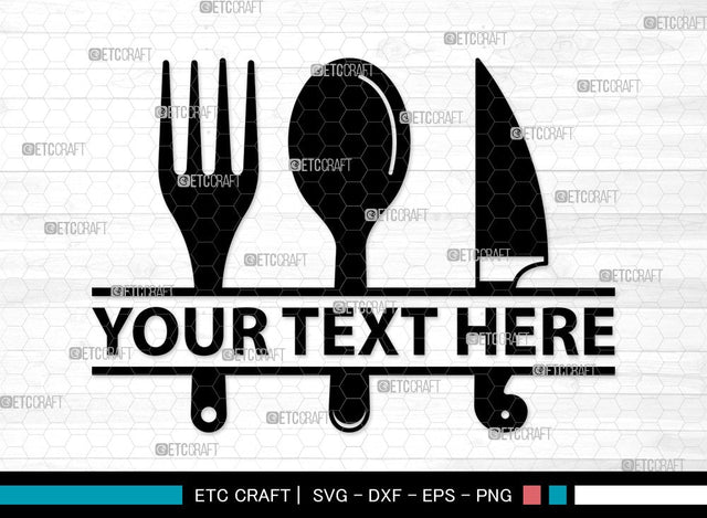 Kitchen Utensil Monogram SVG | Fork Svg | Knife Svg | Utensil Svg | Cutlery Svg | Spoon Clipart SVG ETC Craft 