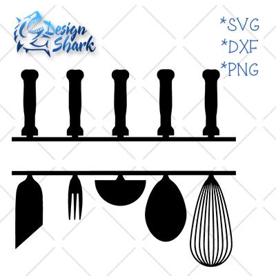 Kitchen Utensil Name Frame SVG Design Shark 