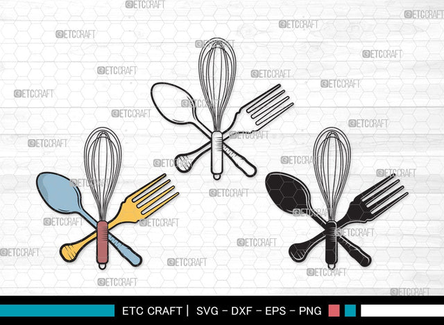 Kitchen Utensil SVG | Fork Svg | Knife Svg | Utensil Svg | Cutlery Svg | Spoon Clipart SVG ETC Craft 