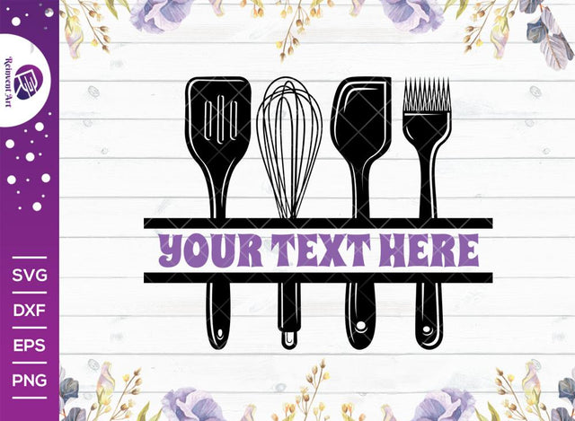 Kitchen Utensils Svg Cut File | Kitchen Split Monogram Svg | Split Svg | Wisk Svg | Spatula Svg | Monogram Baking Svg | Baking Svg | Baking Utensils Svg | Eps | Dxf | Png SVG Reinvent Art 