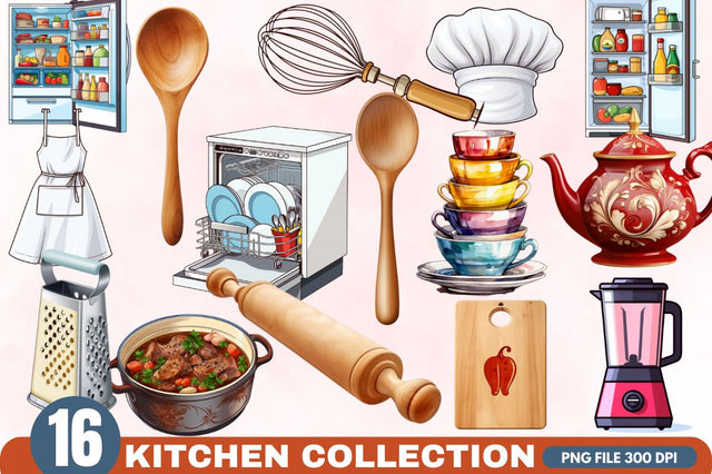 kitchen Watercolor Collection Bundle Sublimation Regulrcrative 