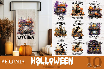 Kitchen Witch | Halloween Kitchen Towel Sublimation Bundle Sublimation Petunia Digital Design 