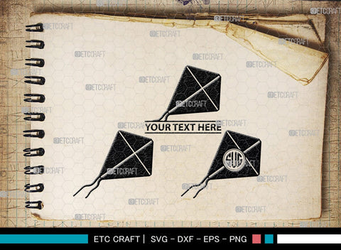 Kite Monogram, Kite Silhouette, Kite SVG, Flying Kite Svg, Kids Svg, Kite String Svg, Wind Kite Svg, SB00443 SVG ETC Craft 