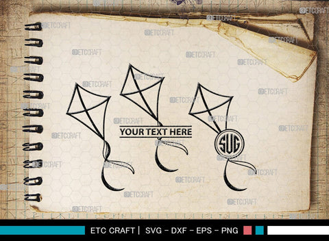 Kite Monogram, Kite Silhouette, Kite SVG, Flying Kite Svg, Kids Svg, Kite String Svg, Wind Kite Svg, SB00443 SVG ETC Craft 