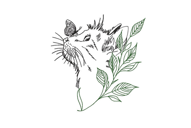 Kitten and flower embroidery design, 3 sizes, instant download. Embroidery/Applique DESIGNS ArtEMByNatalia 