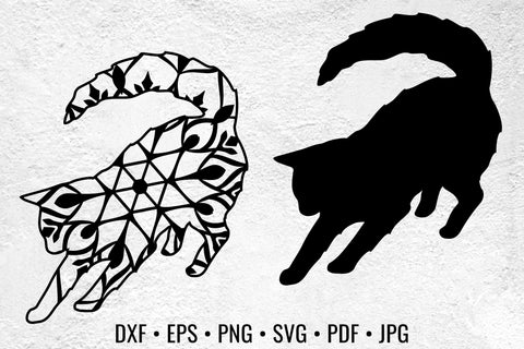 Kitten Pounce mandala cat cut file SVG Angel on Empire 