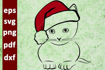 Kitten Santa Hat, Cat Christmas, Clipart Cut File SVG EPS PNG DXF PDF SVG nikola 