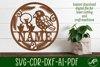 Kiwi and Kea name sign svg laser cut template SVG APInspireddesigns 