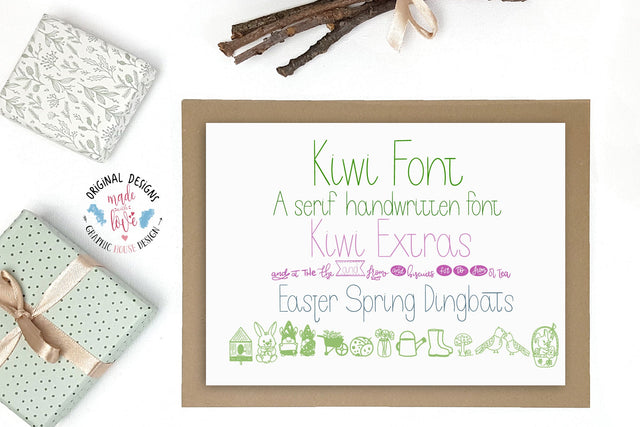 Kiwi Font and Easter Spring Dingbat SVG Graphic House Design 