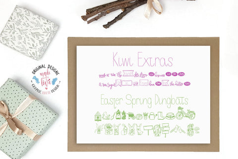 Kiwi Font and Easter Spring Dingbat SVG Graphic House Design 
