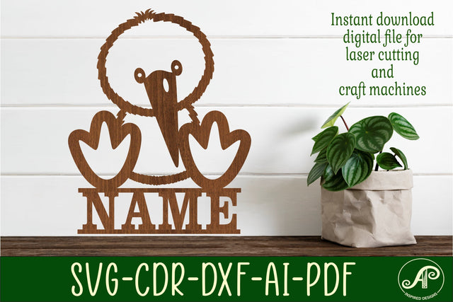 Kiwi Name sign svg laser cut template, wall art SVG APInspireddesigns 