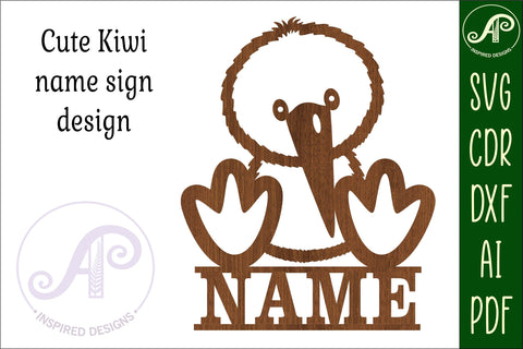Kiwi Name sign svg laser cut template, wall art SVG APInspireddesigns 