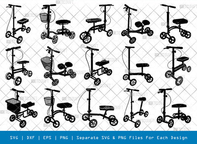 Knee Scooter SVG Cut Files, Scooter Silhouette, Push Scooter Svg, Kid Scooter Svg, Hitway Electric Scooter Svg, Kid Electric Scooter Svg, Scooter Bundle, SVG ETC Craft 