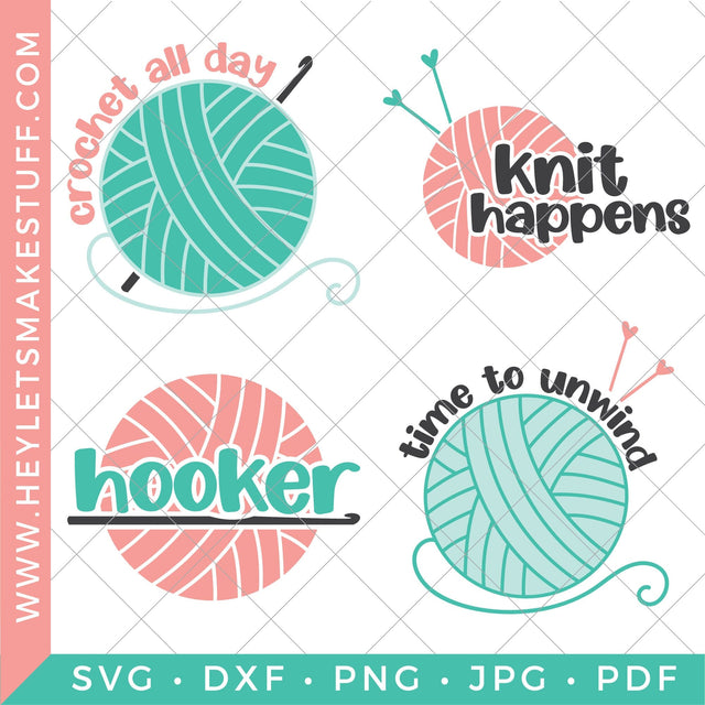 Knitting and Crochet Bundle SVG Hey Let's Make Stuff 